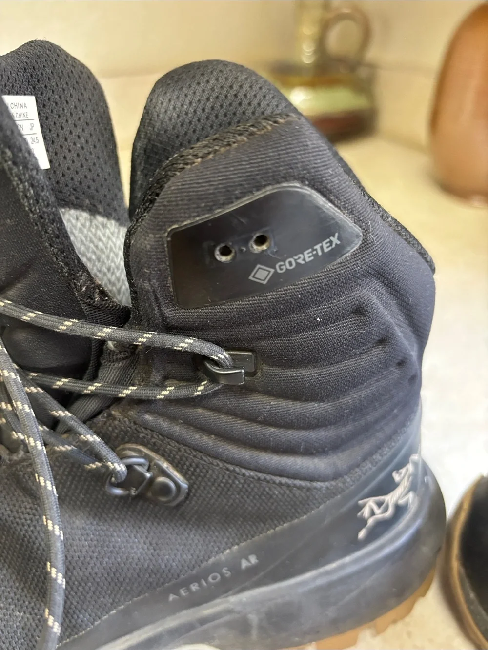 Arc'teryx Black Hiking Boots with Tan Outsoles